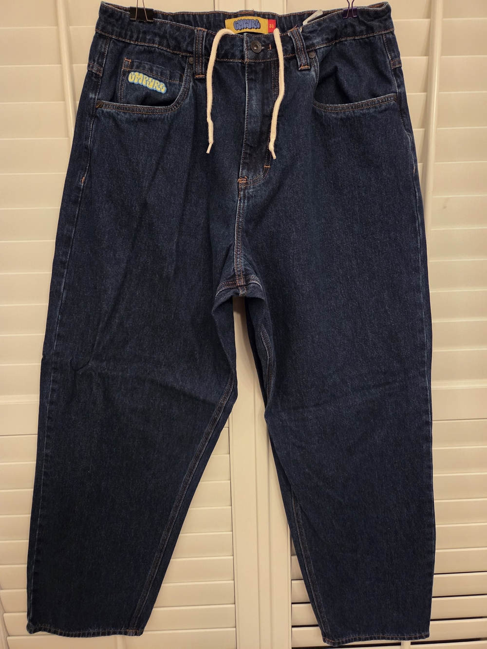 Mens Empyre Baggy Dark Wash Jeans Size 33